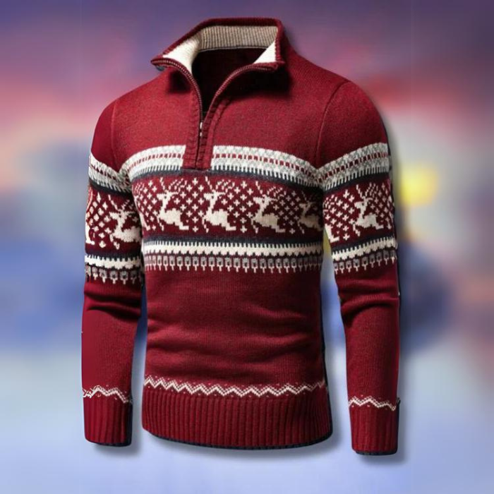 Christmas Sweater | Half-Zip | Reindeer | Knitted Sweater | Men&