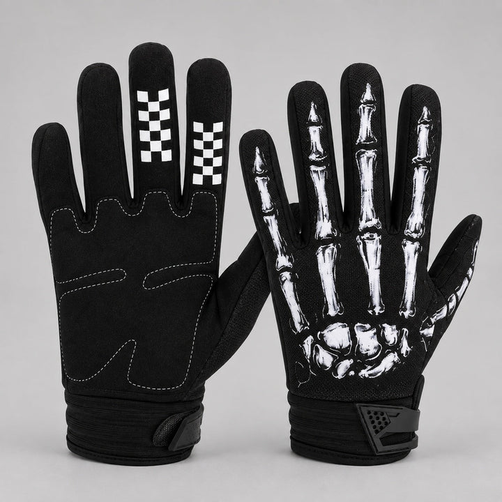 Skeleton Gloves | Touchscreen | Bone Print | White or Pink Rose