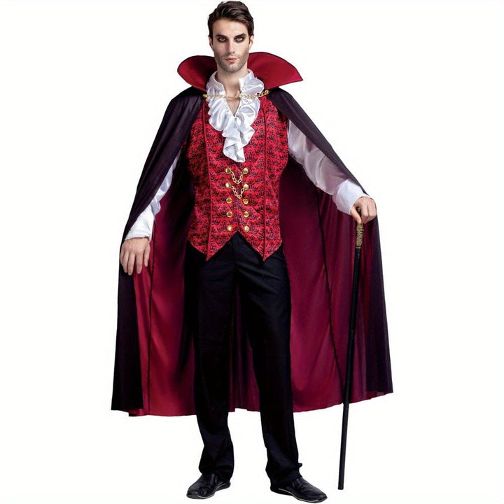 Vampire Costume Adult | Long Cape | Ruffle Shirt | Waistcoat