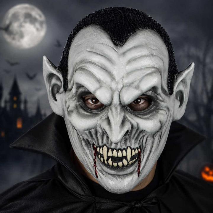 Vampire Mask | Pointed Ears | Fangs | Over the Head | Halloween