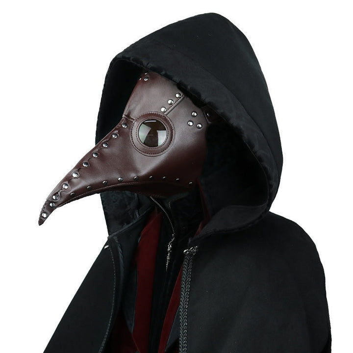 Plague Doctor Mask | Faux Leather | Rivets | Long Beak | Strap