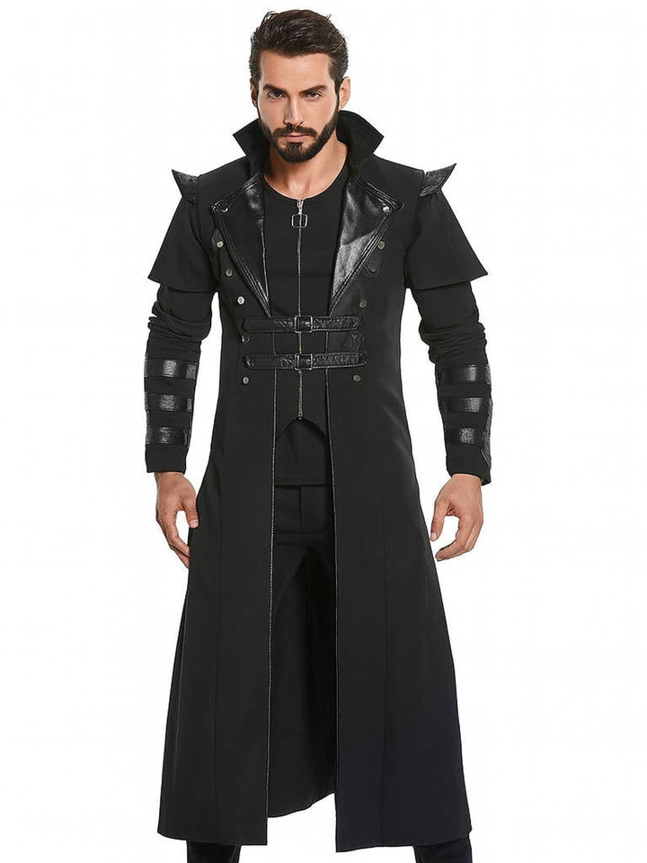 Man in a long black gothic steampunk coat