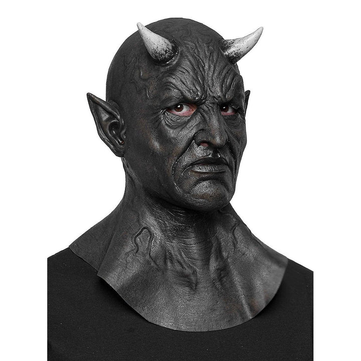 Black Demon Mask | Horns | Pointed Ears | Full Head with Neck