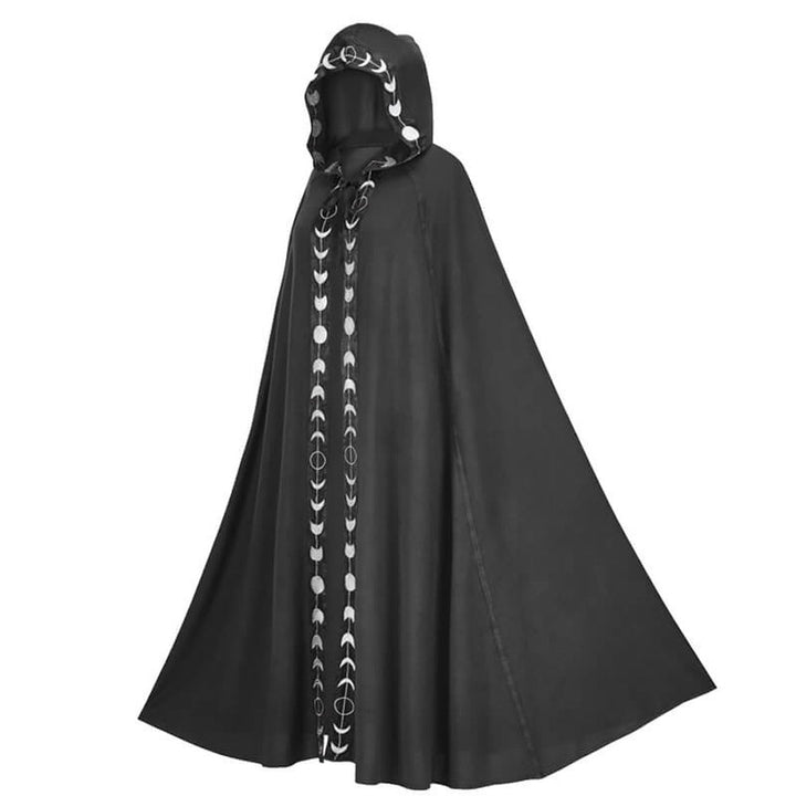 Medieval Hooded Cloak | Moon Phase Trim | Floor Length | 5 Colours