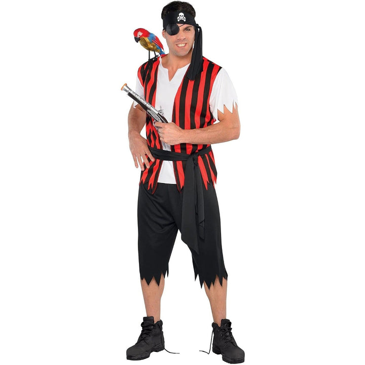 Striped Pirate Costume | Shirt with Vest | Headscarf | Sash | Trousers