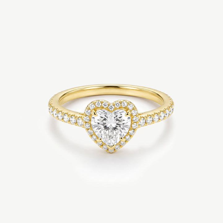 Gold heart promise ring with cubic zirconia