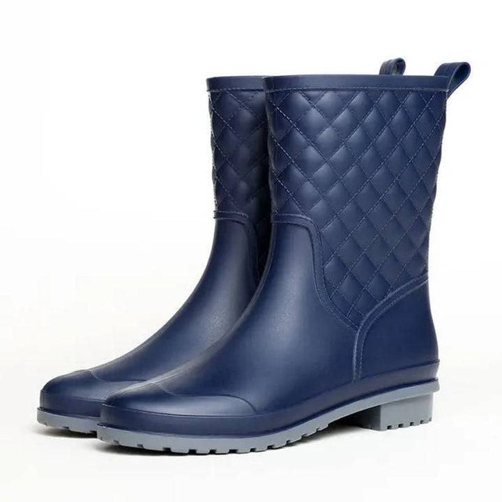 Quilted mid-calf wellies in navy, product photo