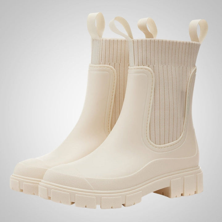 Chelsea wellies with knit cuff in beige, product photo