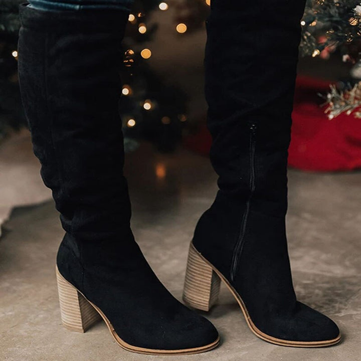 Heeled Knee Boots | Block Heel | Suede | High Heel Knee High Boots | Women&