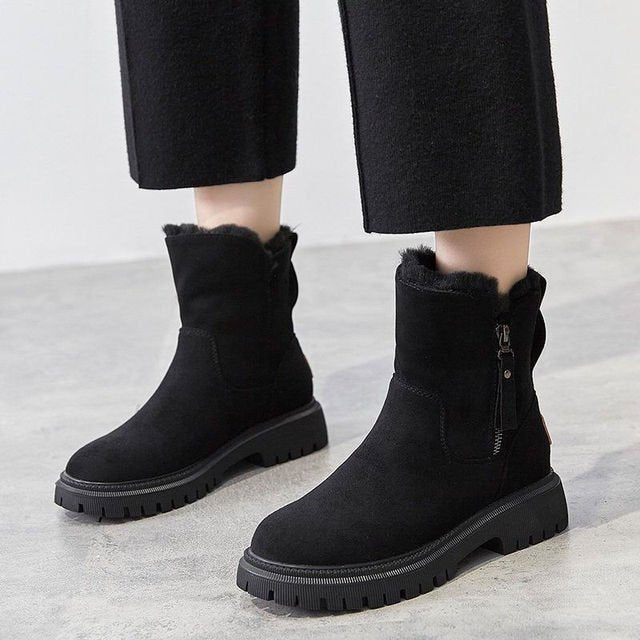 Winter Boots | Faux Suede | Warm Fur Lined | Ankle Boots | Women&