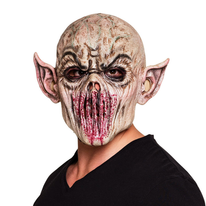 Alien Monster Mask | Latex | Full Head | Pointed Ears | Beige