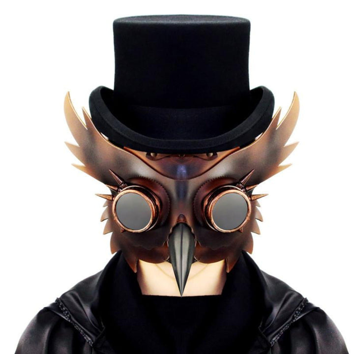 Owl Plague Doctor Mask | Steampunk | Faux Leather | Goggle Eyes | Brown