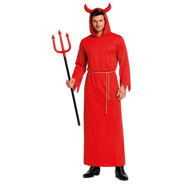 Devil Costume Men | Long Hooded Robe | Horns | Rope Belt