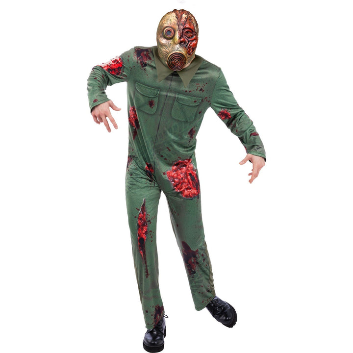 Gas Mask Zombie Costume | Green Jumpsuit | Mask