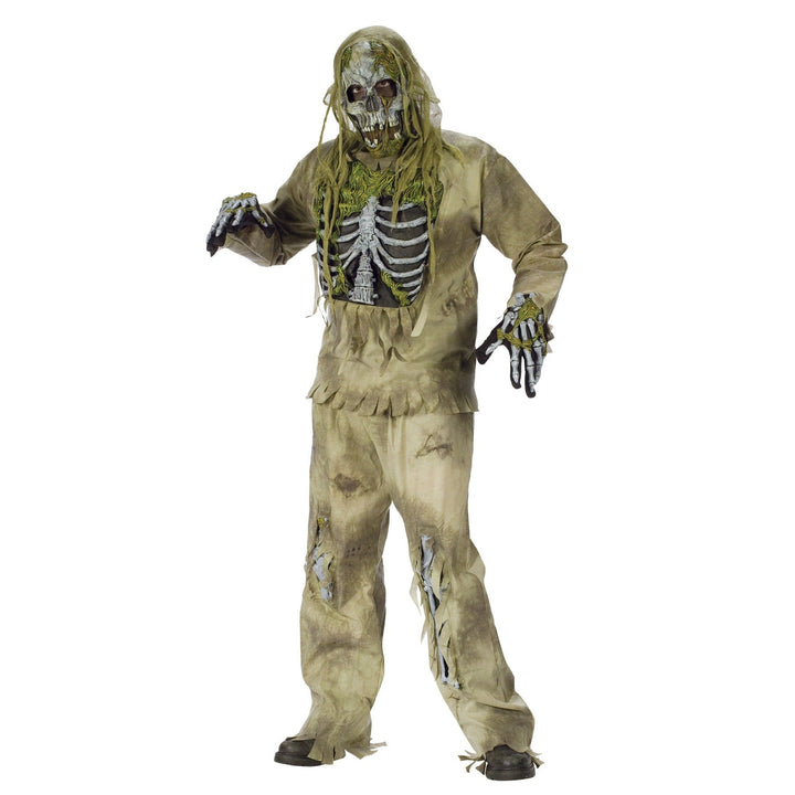 Skeleton Zombie Costume | Ribcage Top | Hooded Mask | Gloves