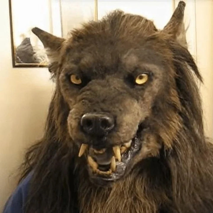 Werewolf Mask | Latex | Full Head | Faux Fur Mane | Fangs