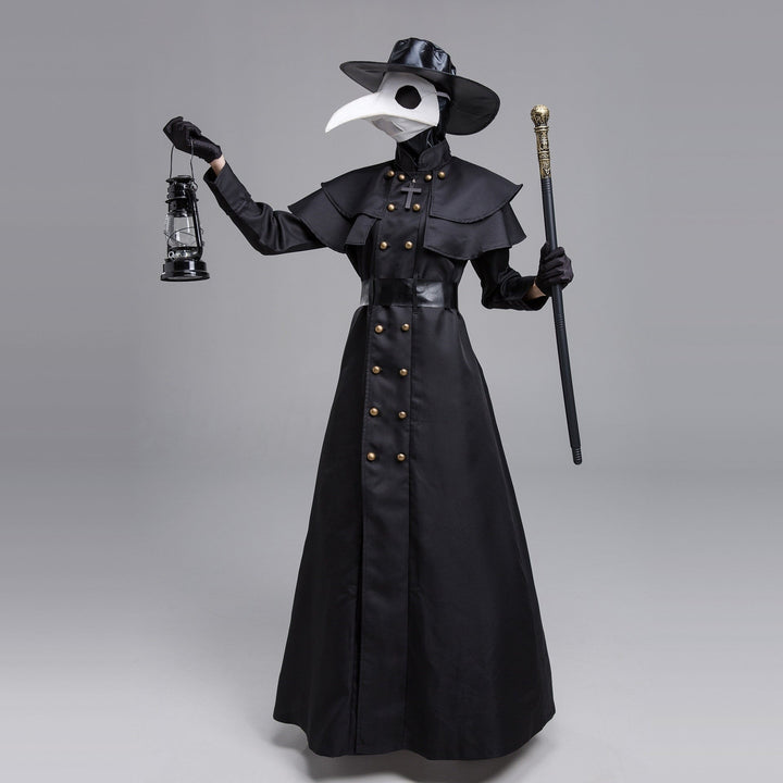 Plague Doctor Costume | Beak Mask | Hat | Belted Long Coat