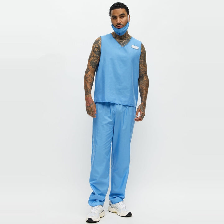 Doctor Scrubs Costume Men | Blue | Top | Trousers | Face Mask