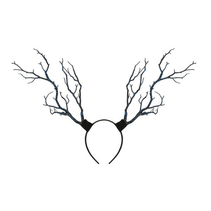 Black tree branch antler headband with green details