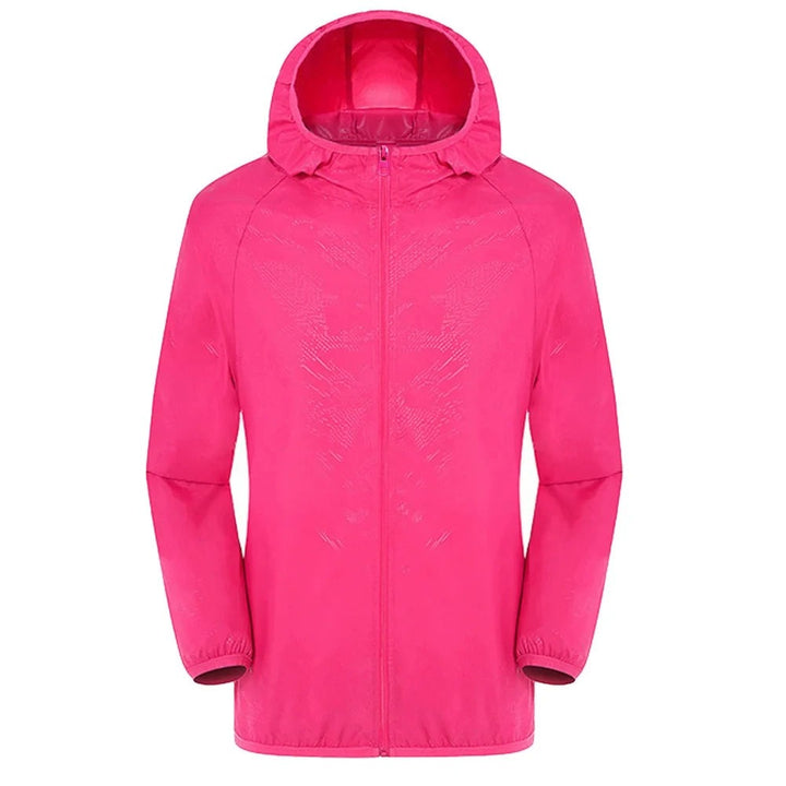 Pink lightweight hooded rain jacket